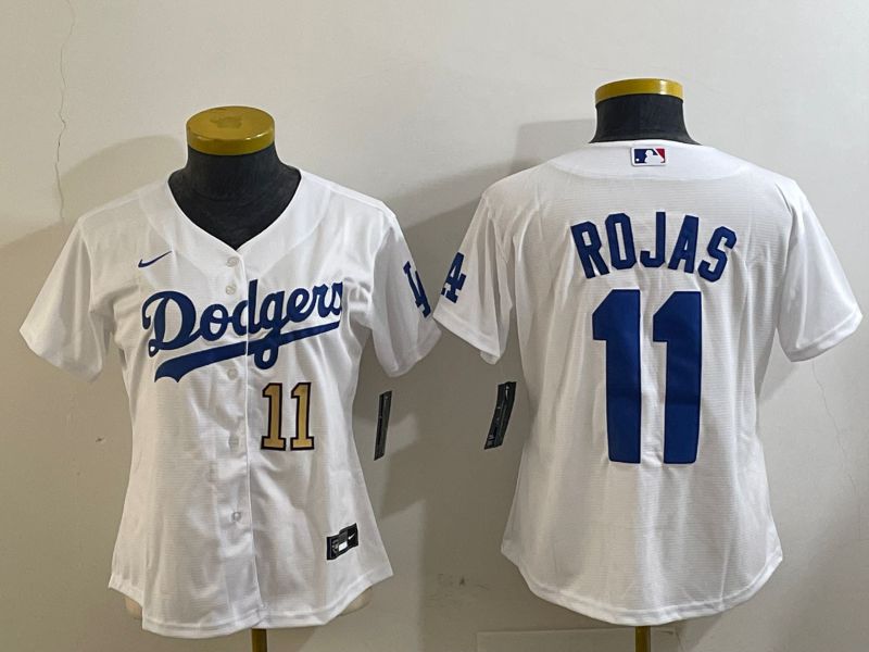 Youth Los Angeles Dodgers #11 Rojas White Game 2024 Nike MLB Jersey style 1